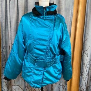 Vtg Polaris L 80s teal iridescent snowmobile coat